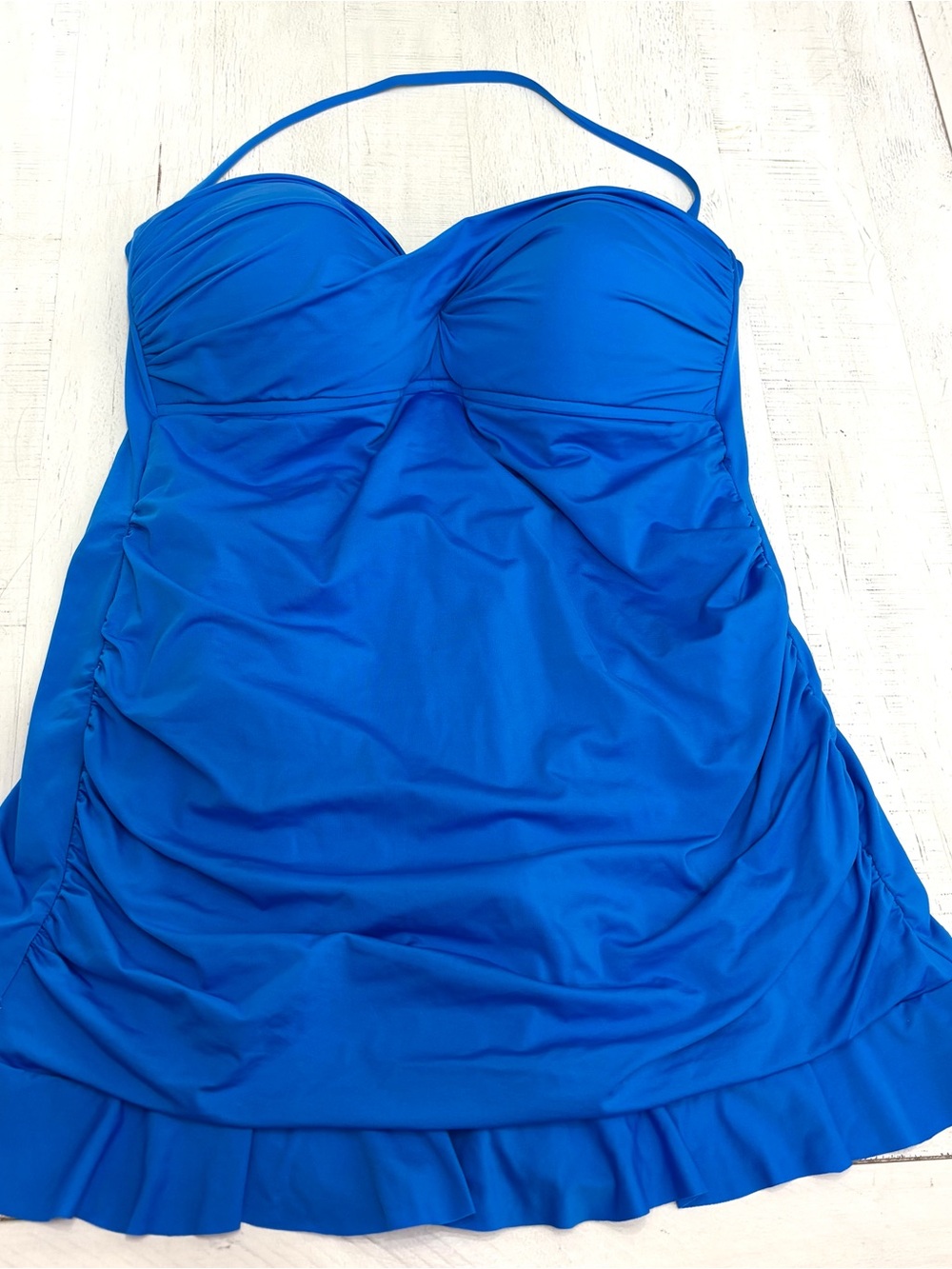 Allen B by Allen Schwartz Ruched Vintage Swim Dress Royal Blue Size 16